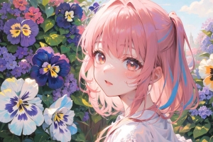 女孩 一瞥 花 夏天 动漫 4k壁纸 3840x2160