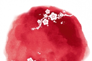 红色水墨梅花效果元素