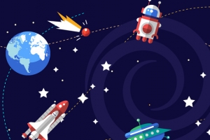 卡通太空外星球banner背景