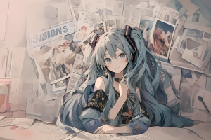 海报 报纸墙 miku 初音未来 4K壁纸 3840x2400