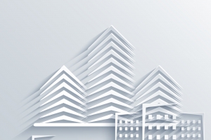 白色精美剪纸建筑房产宣传海报背景素材