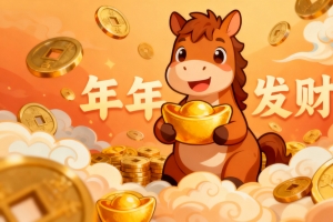 2026马年 年年发财 元宝 新年4k壁纸