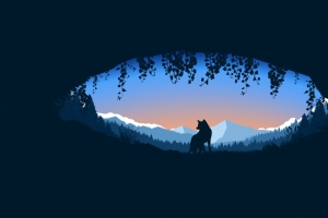 洞穴狐狸绘画简单4K壁纸3840x2160