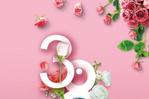 粉色简约红玫瑰三八妇女节女神节海报