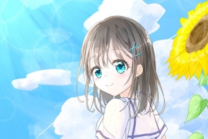 女孩 瓶子 向日葵 夏天 动漫 艺术 4k壁纸 3840x2160