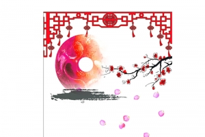 边框梅花树枝金鱼线框中式线框