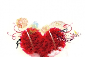 手绘玫瑰花礼花海报