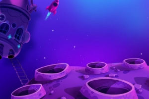 卡通火箭背景banner