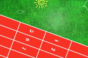 校园毕业季红色跑道绿地banner