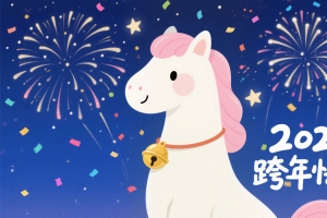 2026跨年快乐 可爱马儿 漂亮美丽烟花背景图 4k壁纸3840x2160