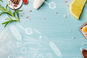 手绘卡通美食平铺PSD分层主图