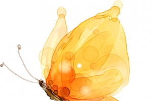 手绘梦幻黄色水彩蝴蝶