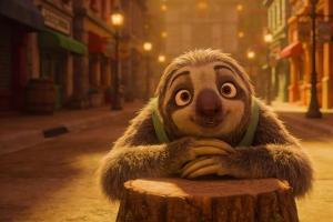 树懒闪电 疯狂动物城 街道 树桩 4K壁纸