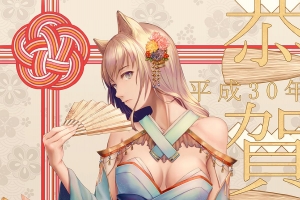 2018恭贺新年动漫美女手机壁纸
