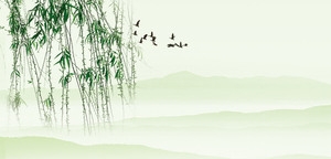 茶叶茶文化中国风垂柳山背景banner