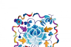 蓝色刺绣花纹