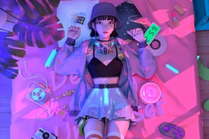 集原美 赛博朋克风格奇幻少女2732x2048分辨率壁纸 平板电脑