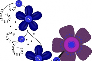 蓝色花瓣纽扣漂浮