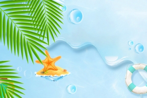 夏季简约蓝色卡通母婴淘宝天猫banner