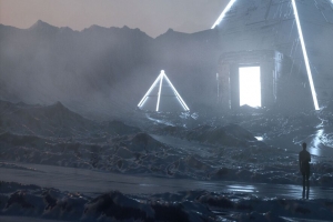 漫游者 剪影 金字塔 霓虹灯 幻想 4k壁纸 3840x2160