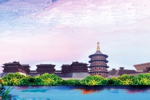 洛阳地标建筑旅游宣传海报背景素材