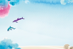 海边手绘蓝色banner