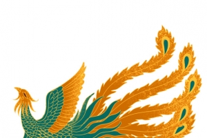 国潮风金凤凰质感元素