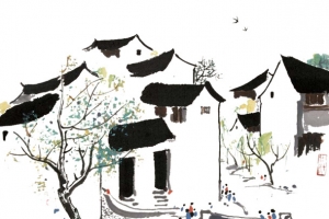 水墨柳树装饰画