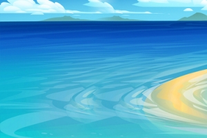手绘清新海滩旅游海边海报banner