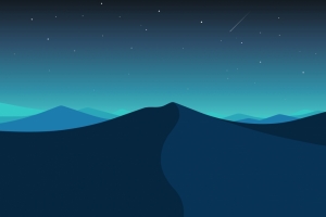 夜晚 星空 山 流星 简约 5k背景图电脑壁纸