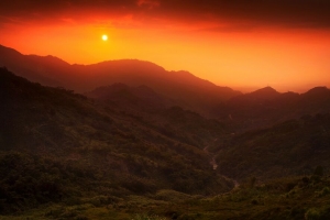 太阳 山丘 灌木 日落 4k壁纸 3840x2160