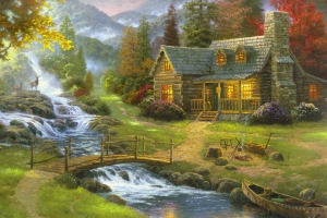 托马斯金凯德山,自然的天堂,精美风景绘画图片