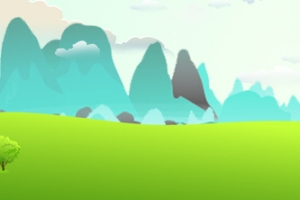 淘宝卡通山水间清新背景banner