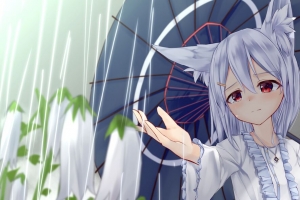 女孩 neko 伞 雨 动漫 4k壁纸 3840x2160