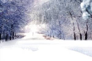 手绘冬季雪景