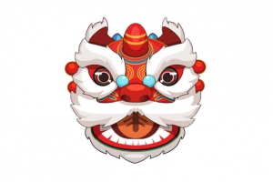 手绘舞狮头醒狮