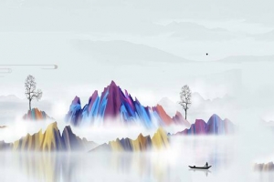 山水云间彩色中国风banner