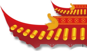 红色中国风屋檐屋顶