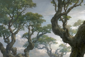 大树树林手绘场景