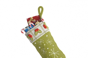 圣诞实物装饰-圣诞袜绿色