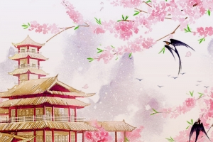 水彩古风素材背景