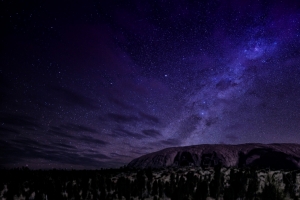 澳大利亚 艾尔斯岩 星空3440x1440高清壁纸