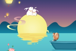 中秋促销卡通夜景可爱banner