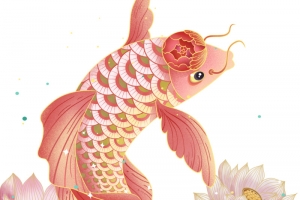 中国风锦鲤荷花