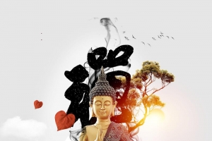 中国风禅道文化创意PSD素材