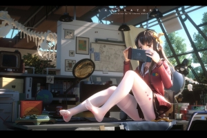 漂亮美少女 女孩子 手机 白裤袜 美脚美腿 好看二次元4k动漫壁纸