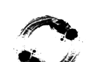 黑色圆环中国风水彩