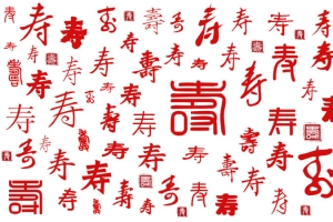 红色复古喜庆书法字体寿字