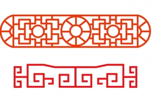 中国传统红色窗框门框