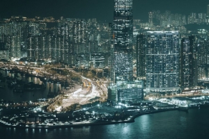 夜城 鸟瞰图 建筑物 河流 香港 4k壁纸 3840x2160